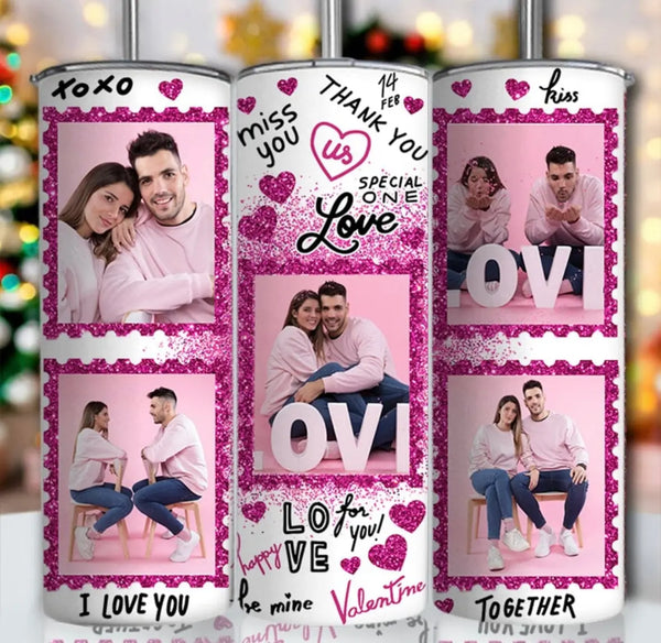 20oz Valentines Couple Tumbler - Pink - B&T Kustom Designs