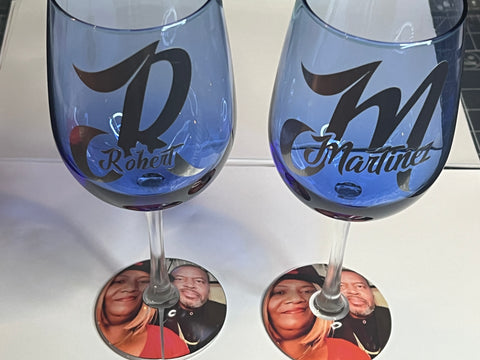 “Personalized Stemmed Wine Glasses with Custom Photo and Name