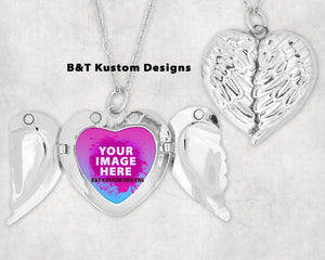 Angel Wing Photo Locket Necklace