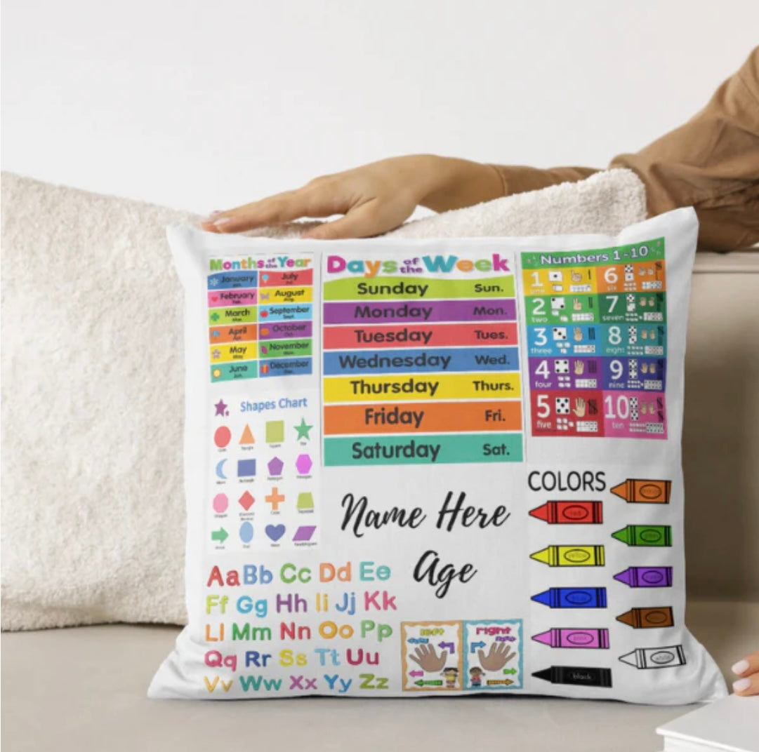 Custom Learning Pillow B&T Kustom Designs