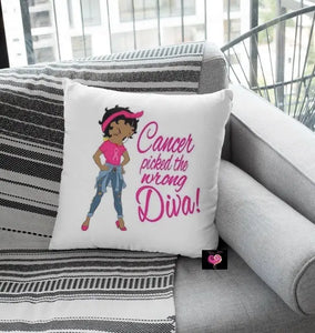 Cancer Picked the Wrong Diva Pillow