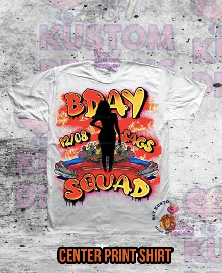 Custom Airbrushed Zodiac Birthday Squad T-Shirt