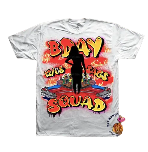 Custom Airbrushed Zodiac Birthday Squad T-Shirt