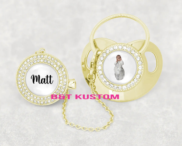 Custom Diamond Pacifier With Photo or Name