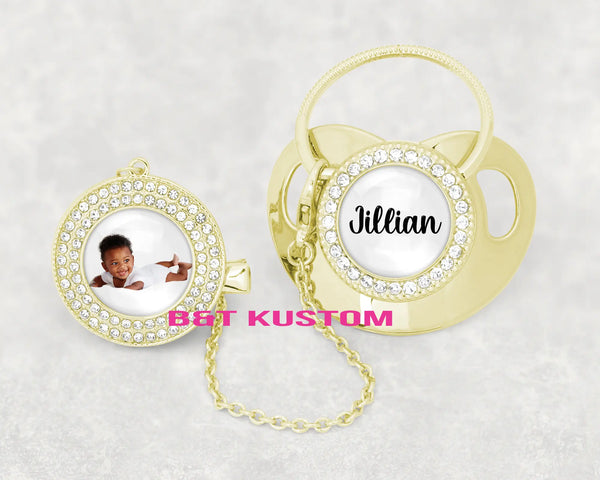 Custom Diamond Pacifier With Photo or Name