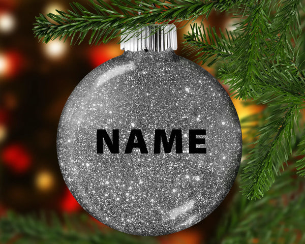 Custom Grey Glitter Ornament