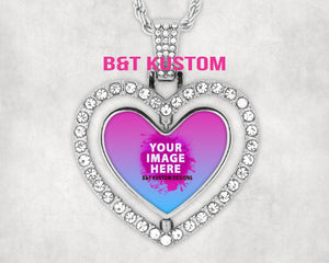 Heart Rhinestone Rotating Pendant