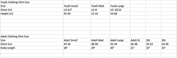 Shirt Size Chart