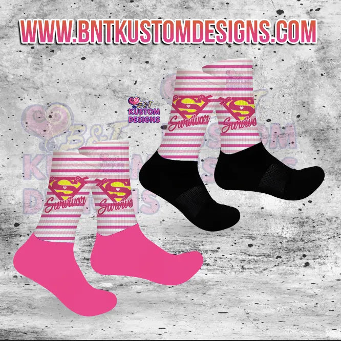 Pink Cancer Awareness Socks