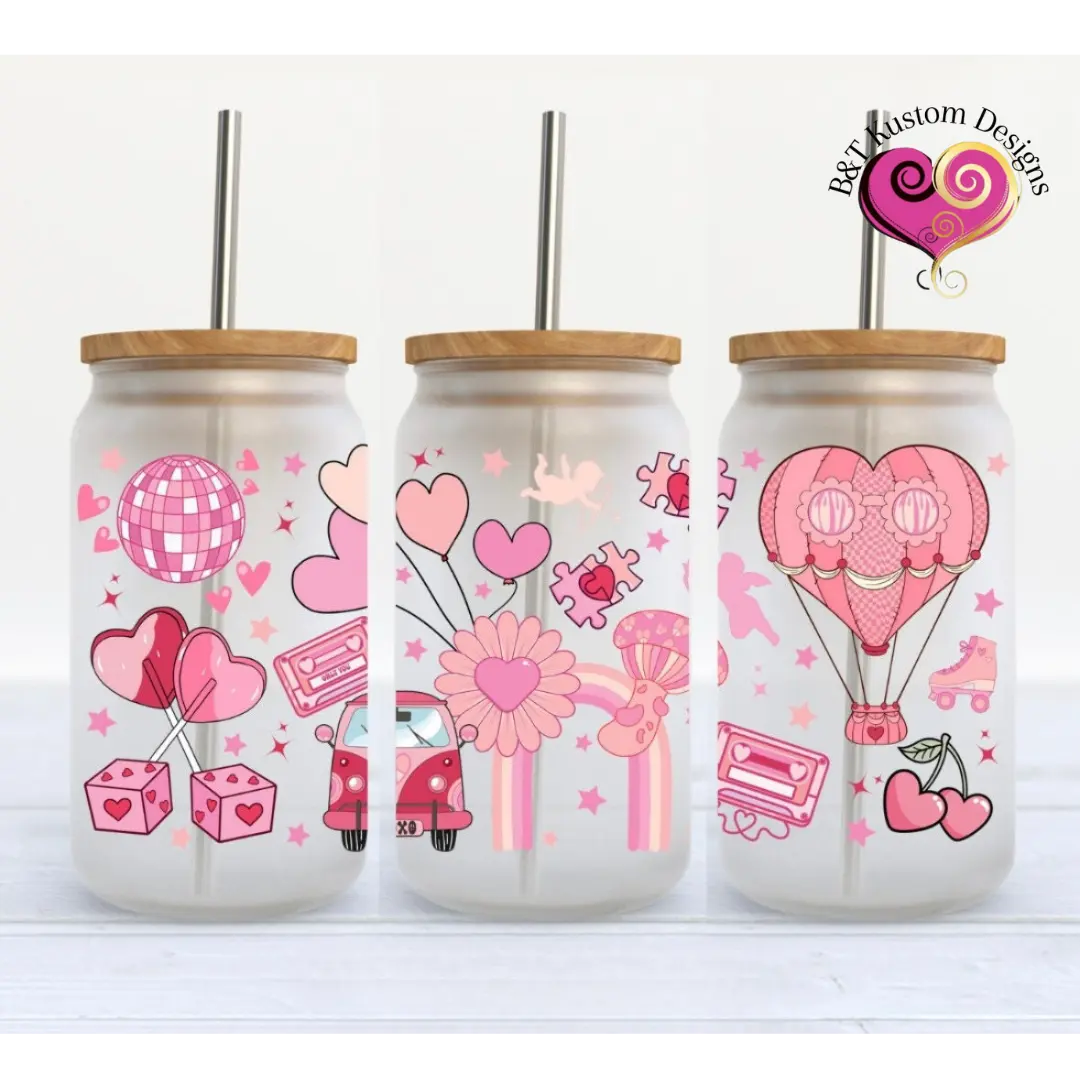 Pink Valentines Libbey Can B&T Kustom Designs